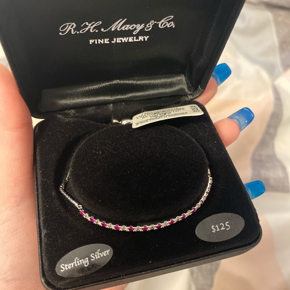 Sterling Silver Bracelet with Red Accents
